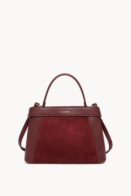 Kassandra & Co Borsa a mano effetto scamosciato con fascia decorativa