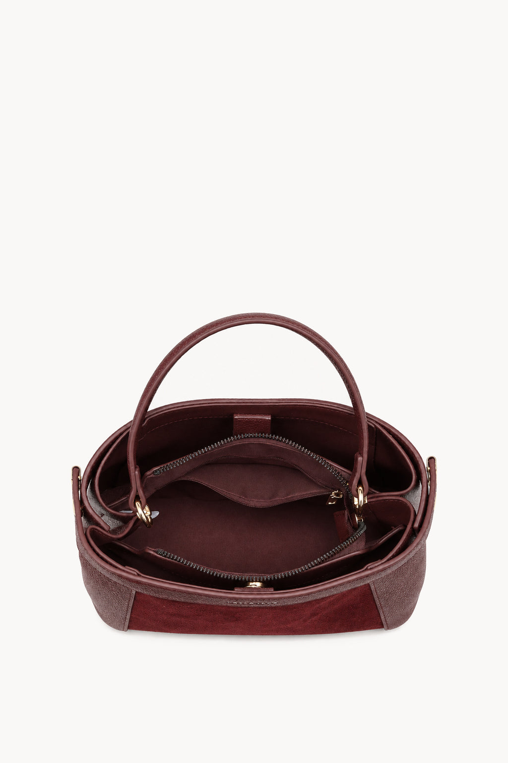 Borsa a mano effetto scamosciato con fascia decorativa