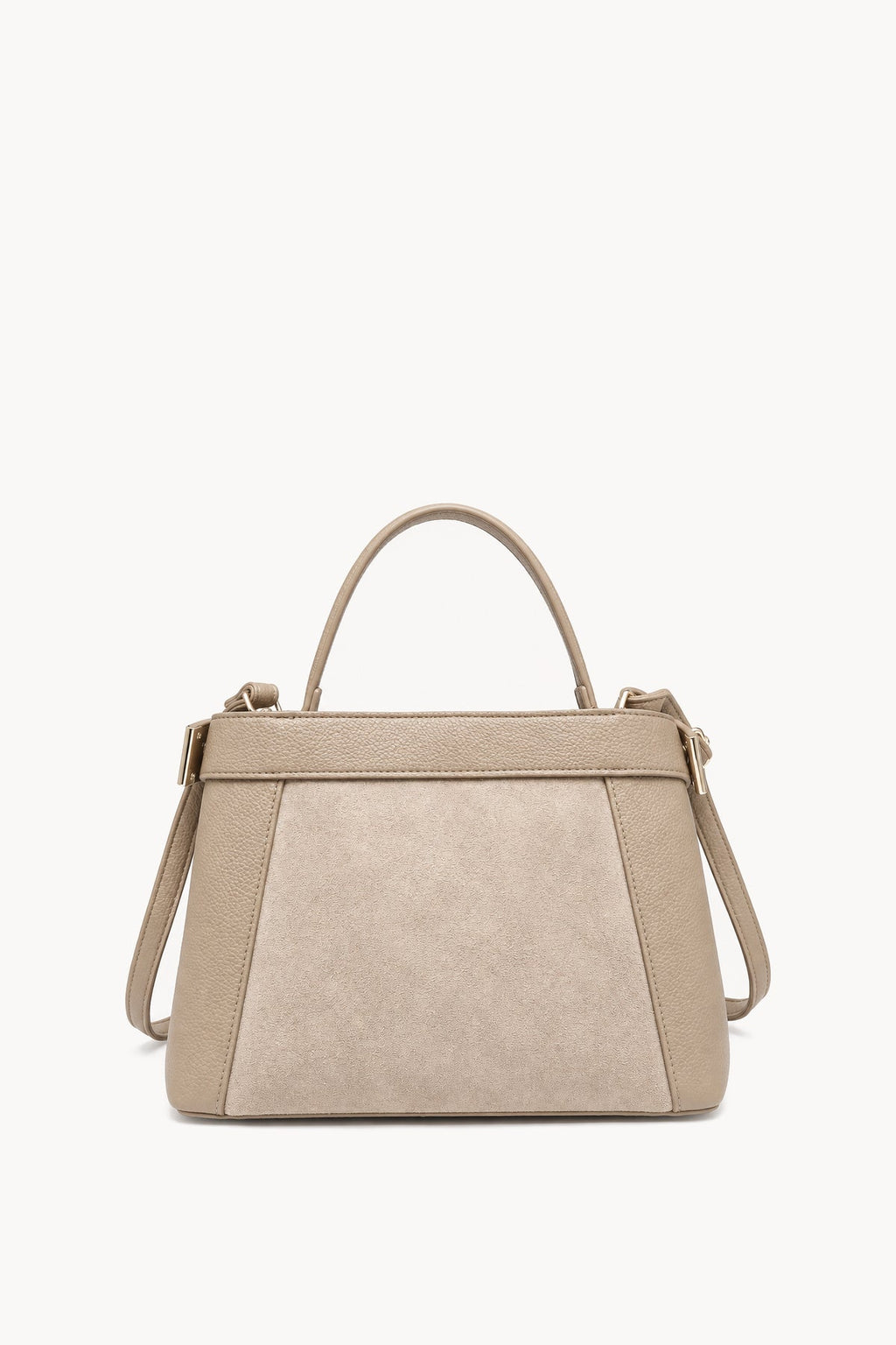 Borsa a mano effetto scamosciato con fascia decorativa Beige