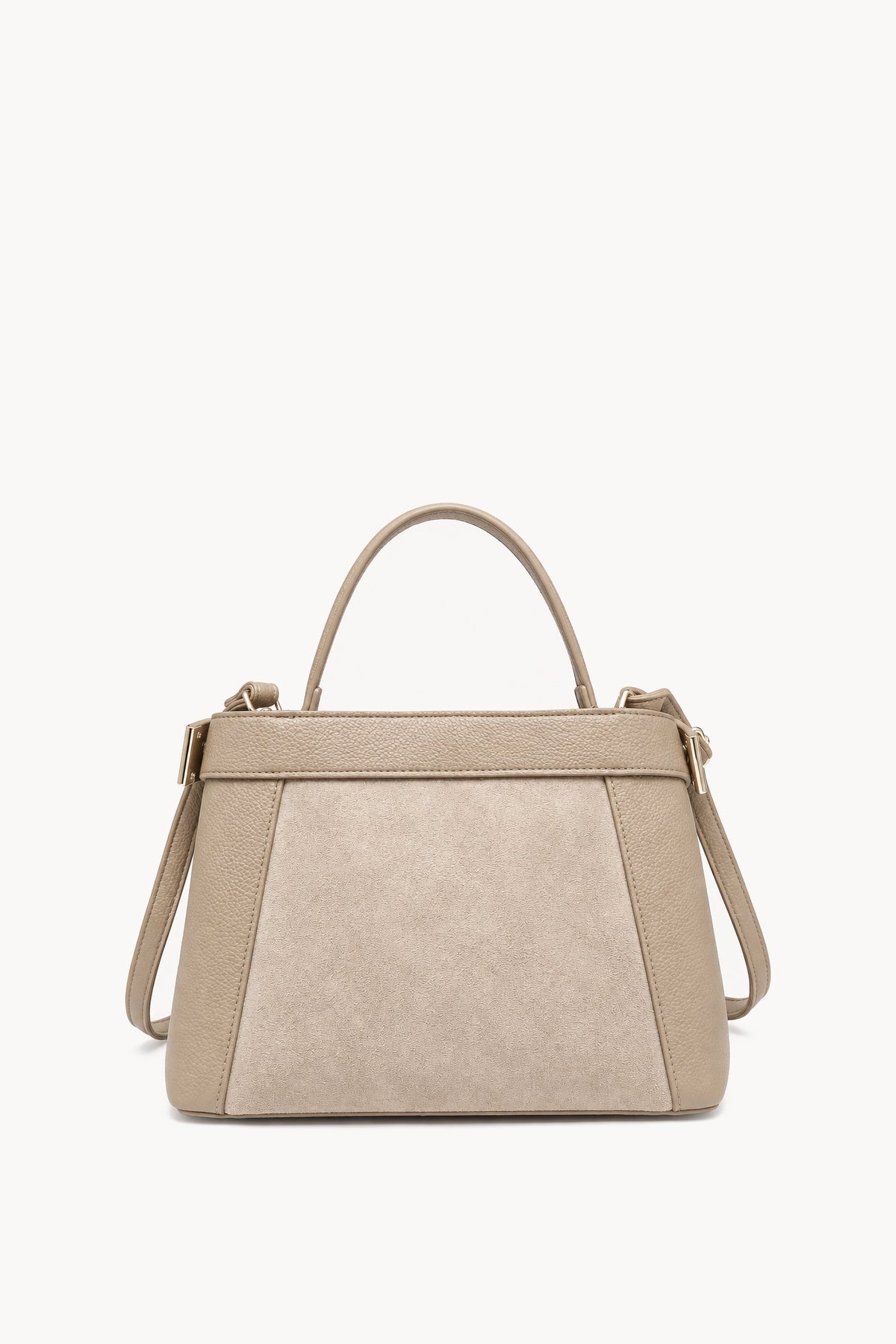 Borsa a mano effetto scamosciato con fascia decorativa Beige