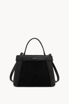 Kassandra & Co Borsa a mano effetto scamosciato con fascia decorativa Black