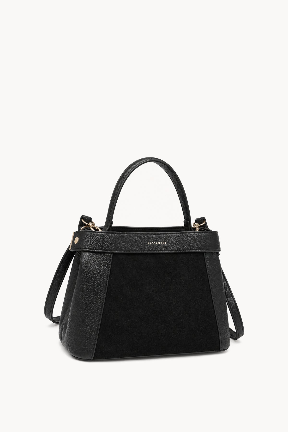 Kassandra & Co Borsa a mano effetto scamosciato con fascia decorativa