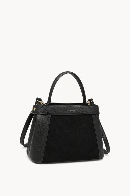 Kassandra & Co Borsa a mano effetto scamosciato con fascia decorativa