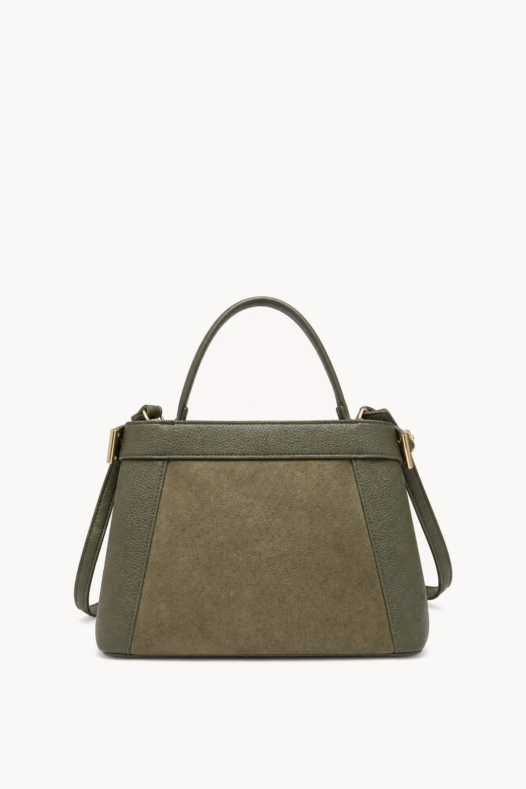 Borsa a mano effetto scamosciato con fascia decorativa Green
