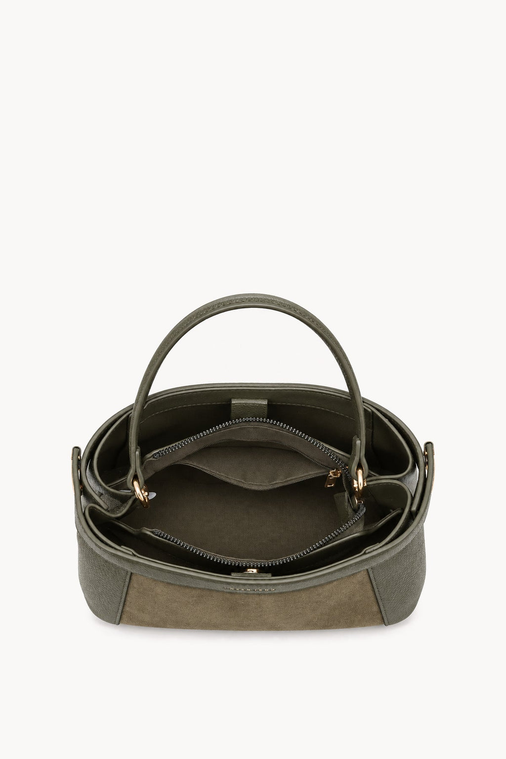 Borsa a mano effetto scamosciato con fascia decorativa Green
