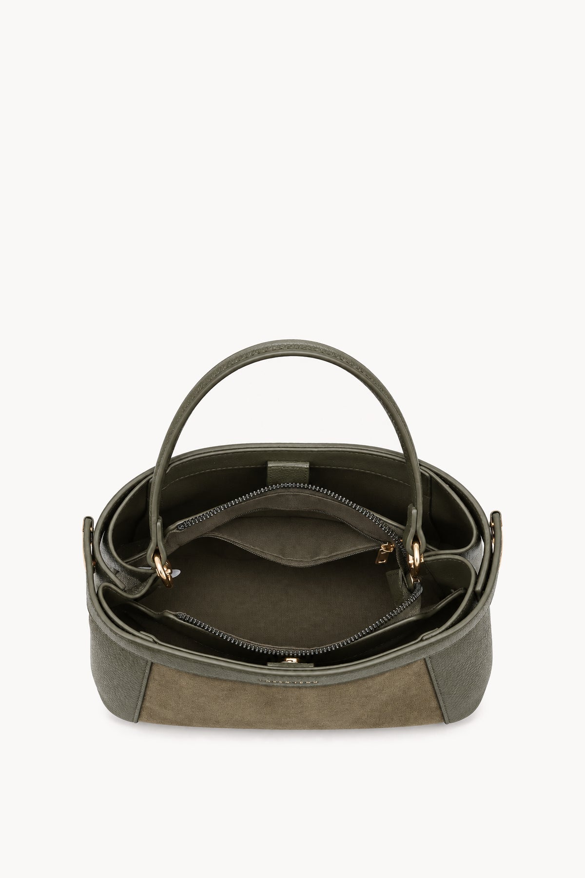 Borsa a mano effetto scamosciato con fascia decorativa Green