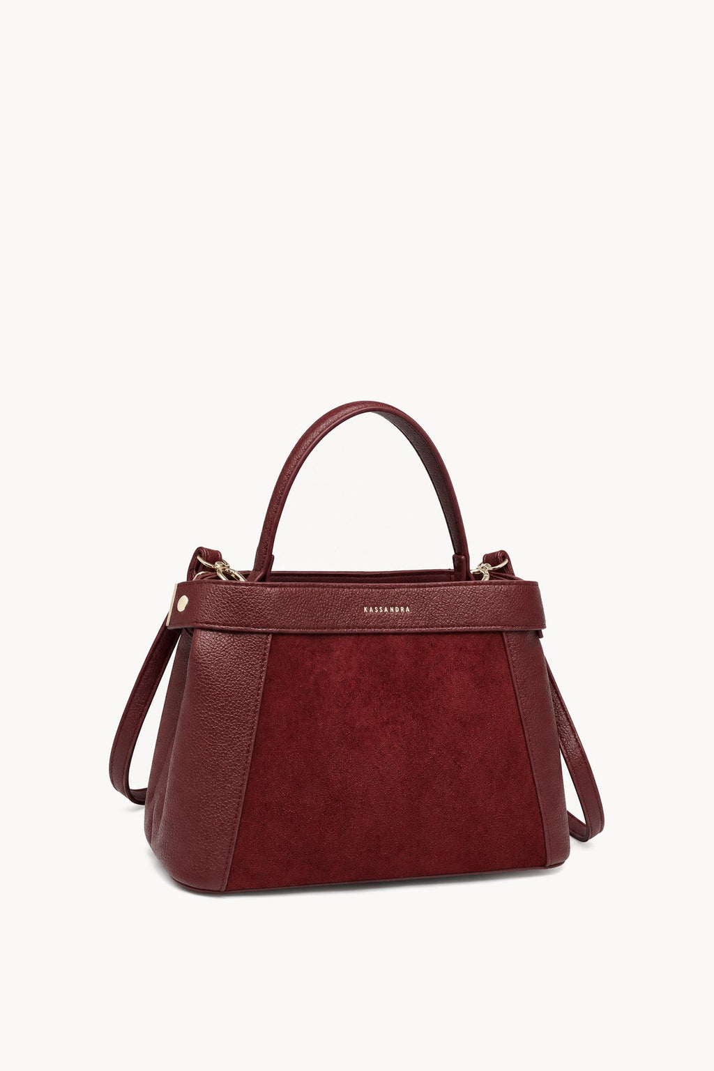 Borsa a mano effetto scamosciato con fascia decorativa Red