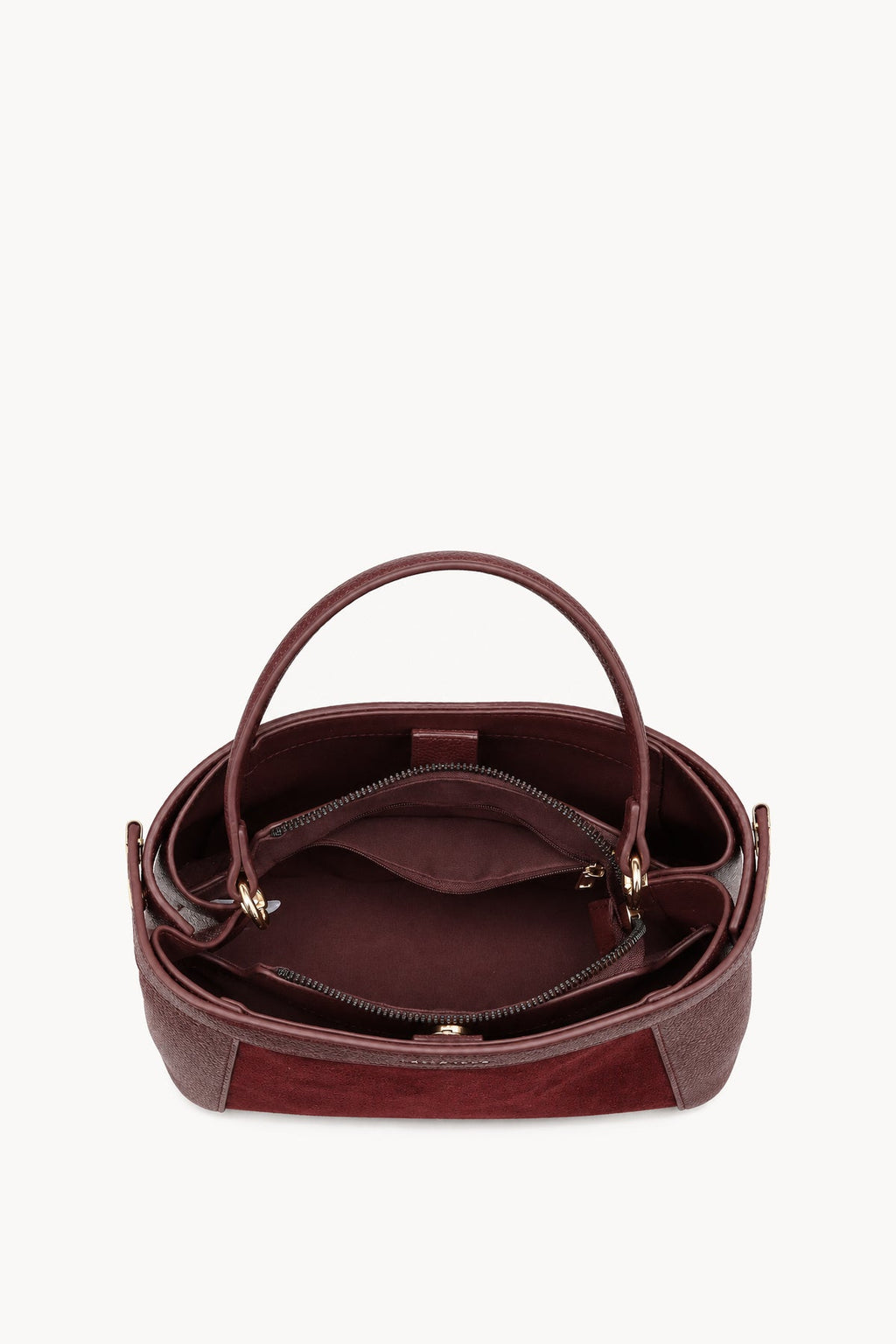 Borsa a mano effetto scamosciato con fascia decorativa Red