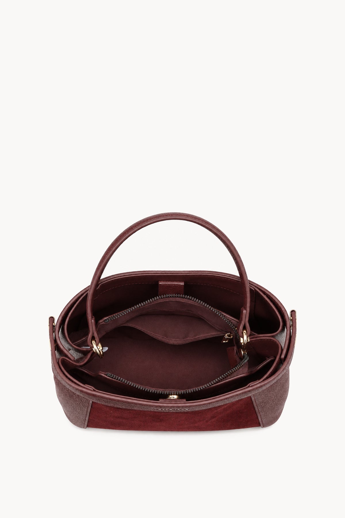 Borsa a mano effetto scamosciato con fascia decorativa Red