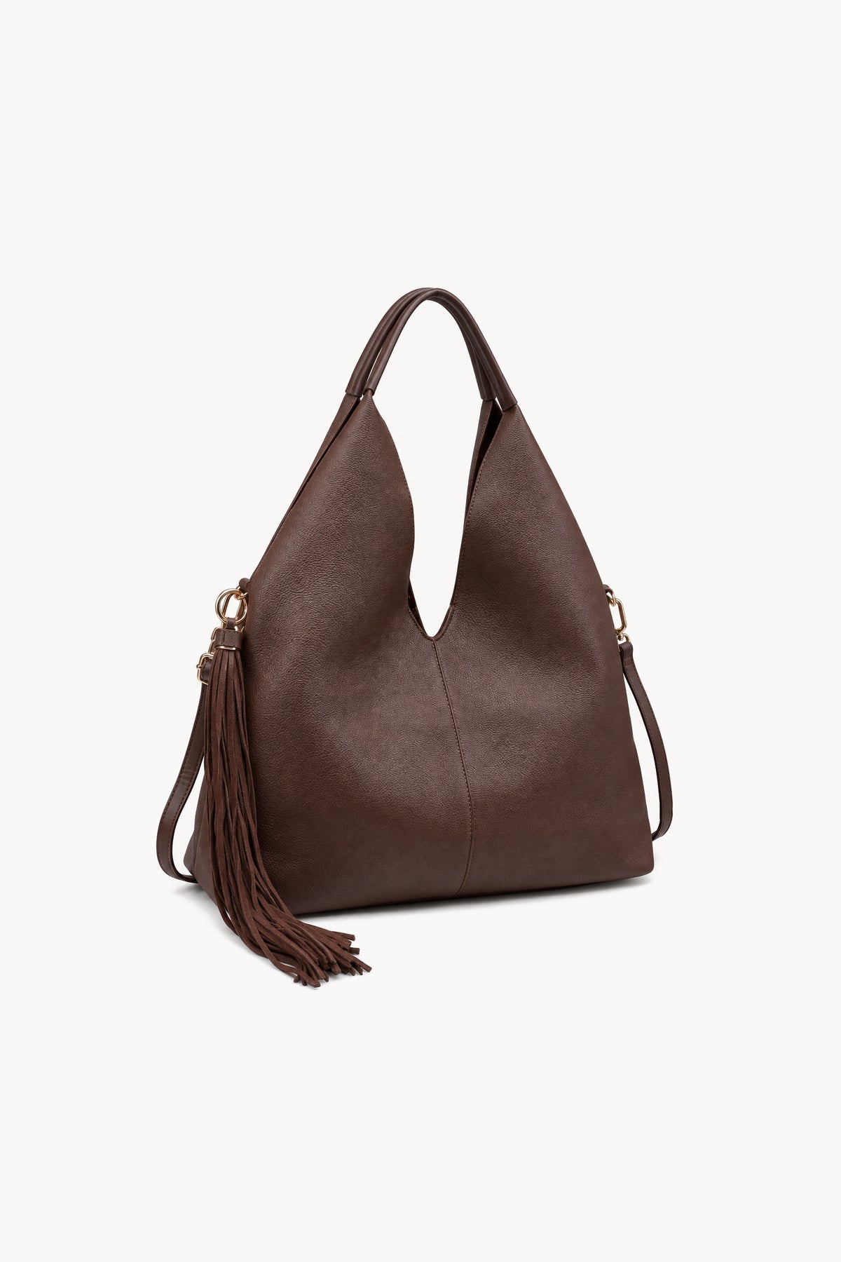 Borsa hobo con lunga nappa Brown