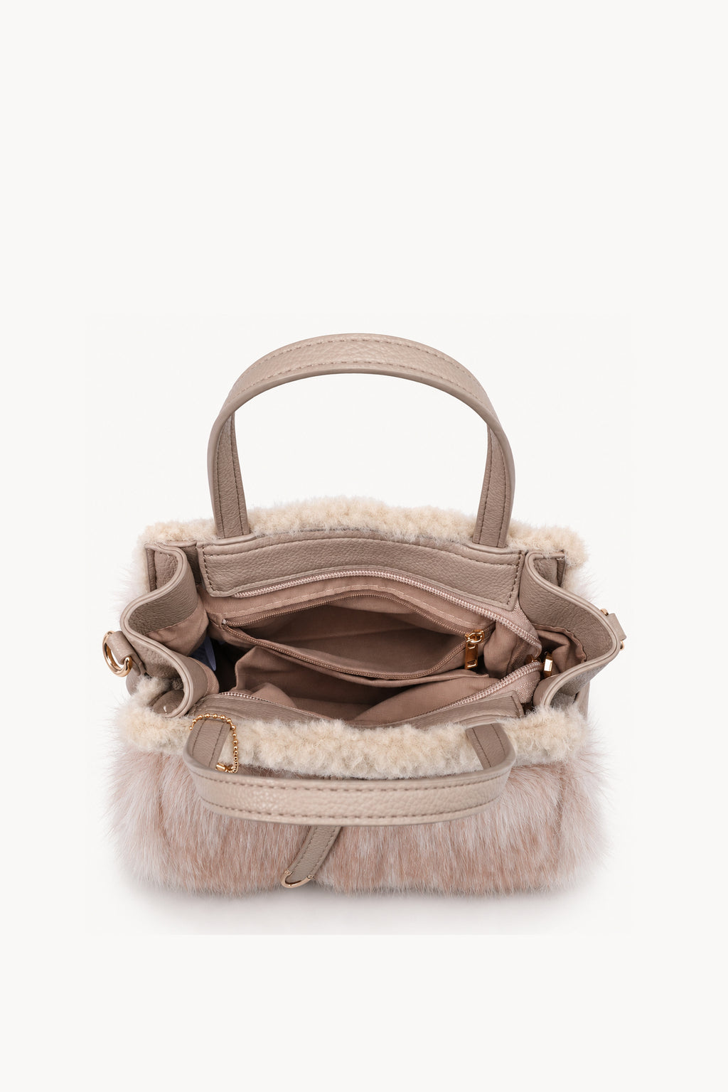 Borsa a mano effetto pelliccia con cinturino