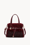 Borsa a mano effetto pelliccia con cinturino Red