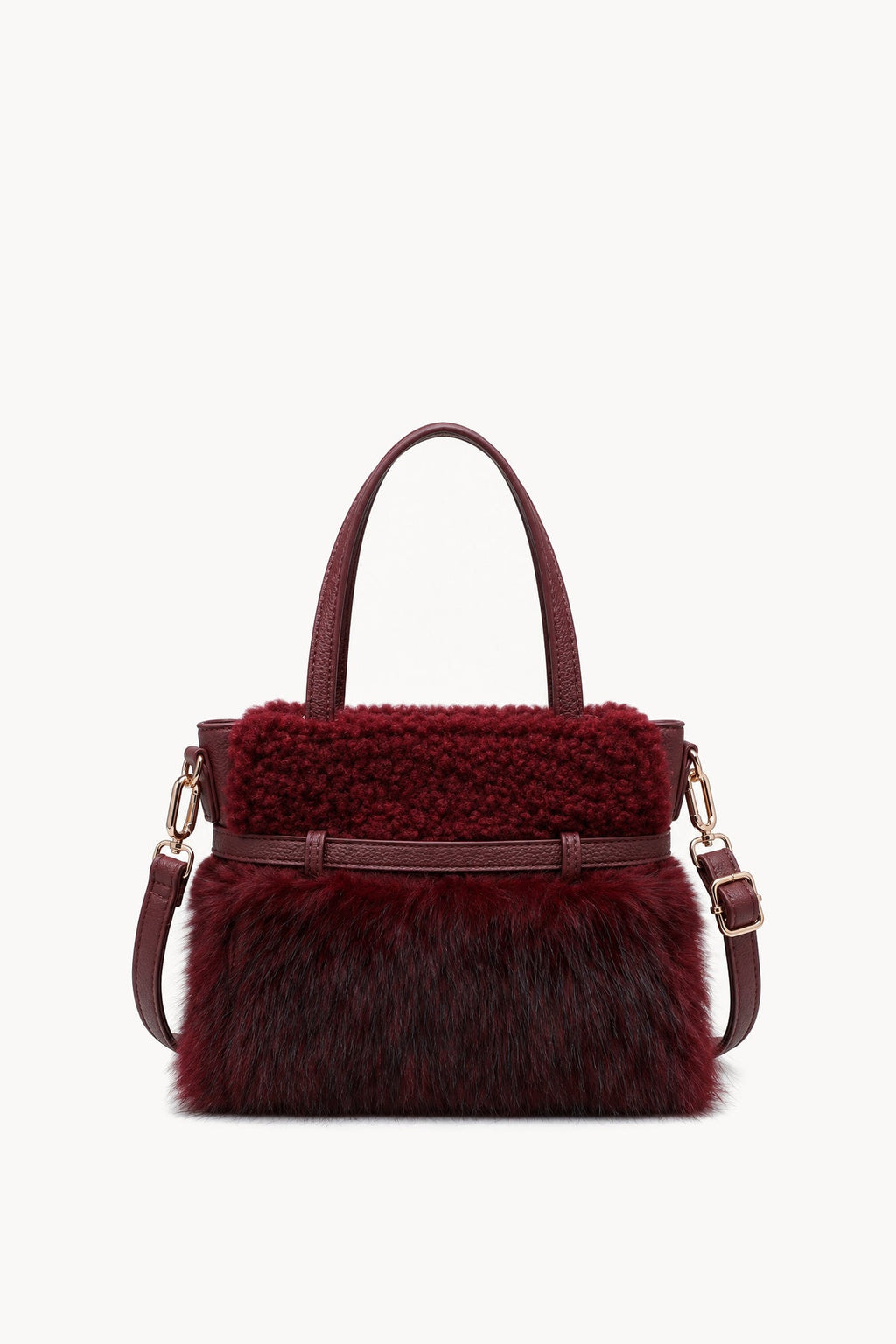Borsa a mano effetto pelliccia con cinturino Red