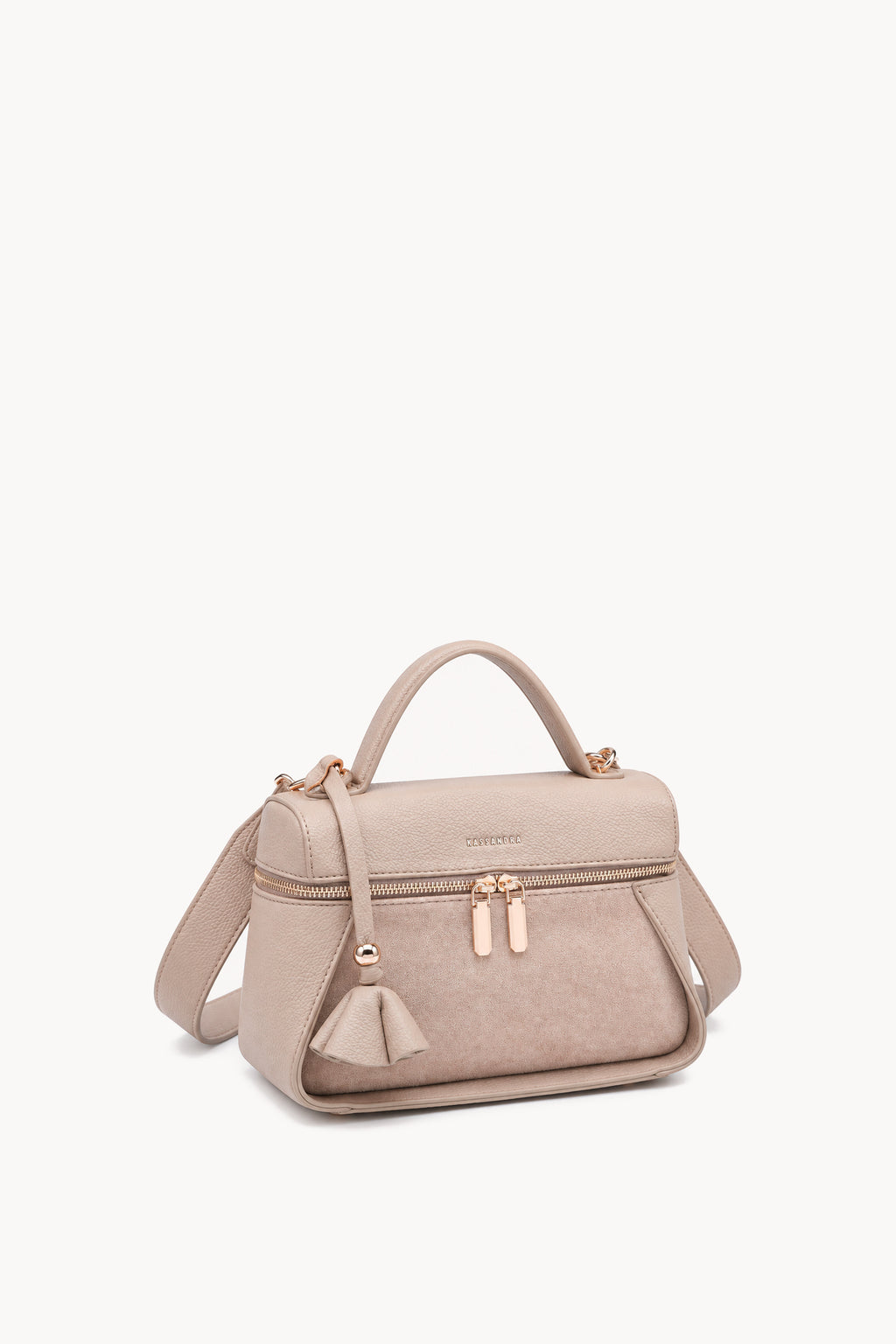 Borsa a mano effetto scamosciato con doppia zip