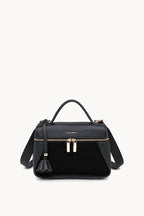 Kassandra & Co Borsa a mano effetto scamosciato con doppia zip Black
