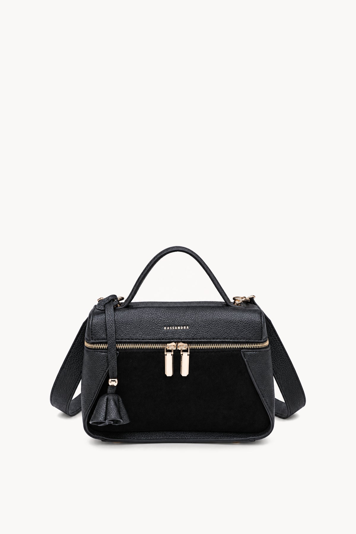 Borsa a mano effetto scamosciato con doppia zip