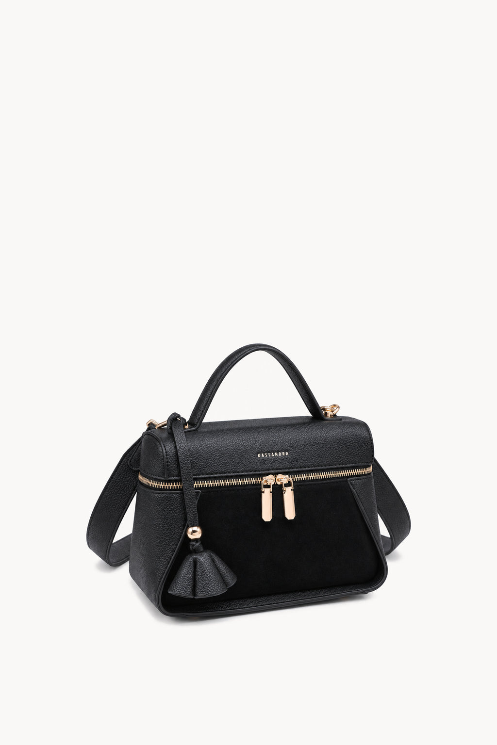Borsa a mano effetto scamosciato con doppia zip