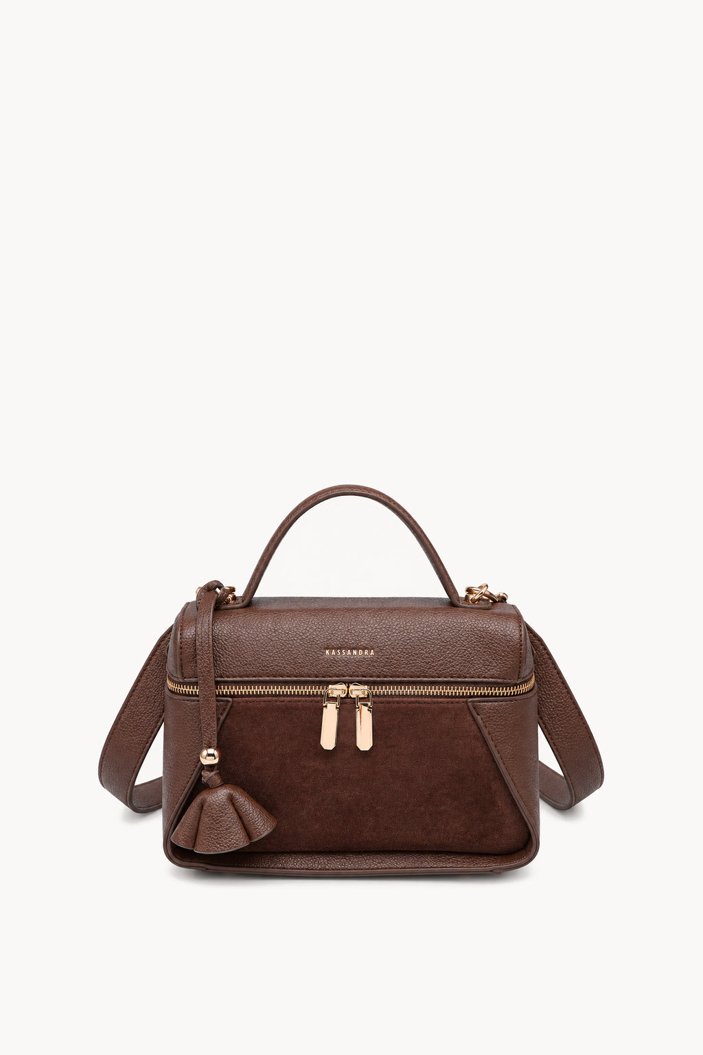 Borsa a mano effetto scamosciato con doppia zip