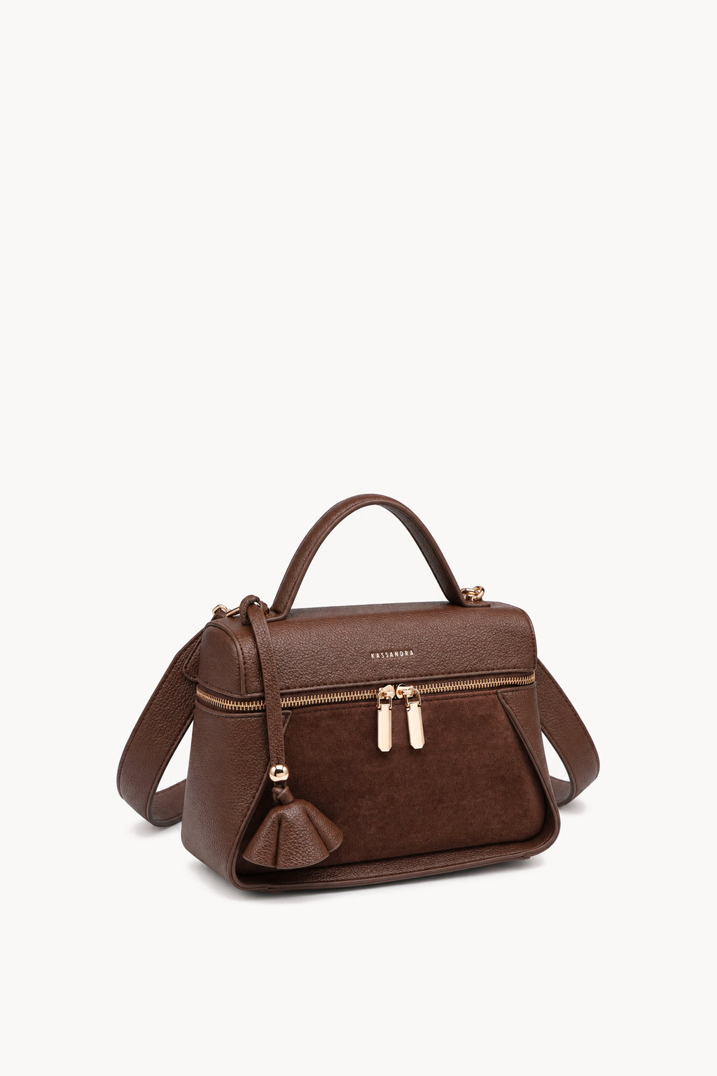 Borsa a mano effetto scamosciato con doppia zip