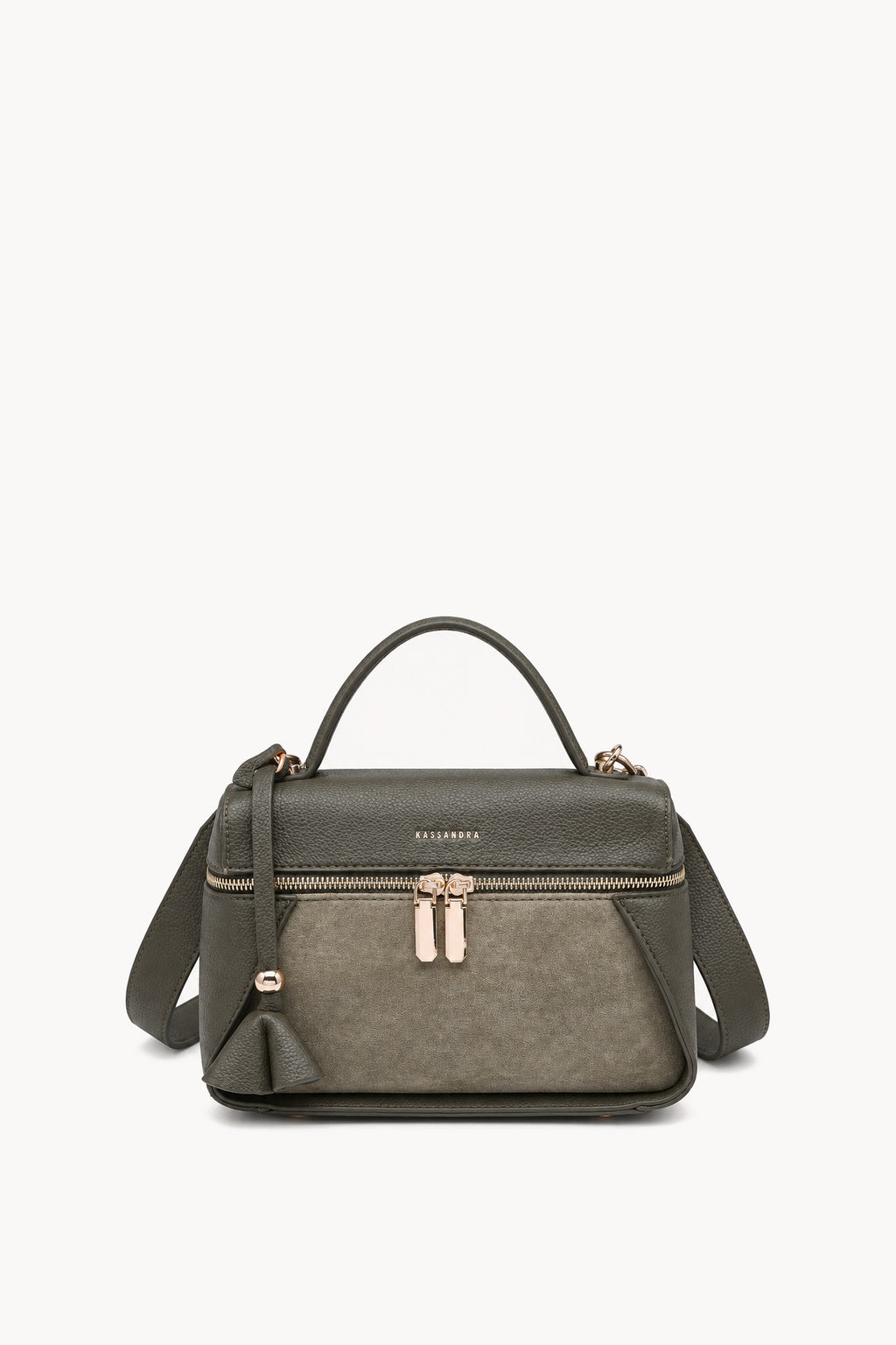 Borsa a mano effetto scamosciato con doppia zip