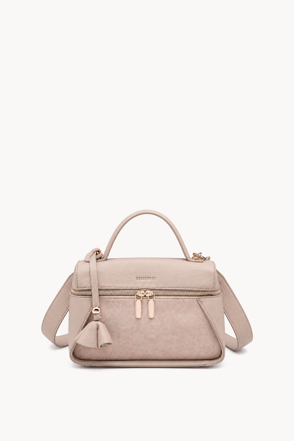Borsa a mano effetto scamosciato con doppia zip