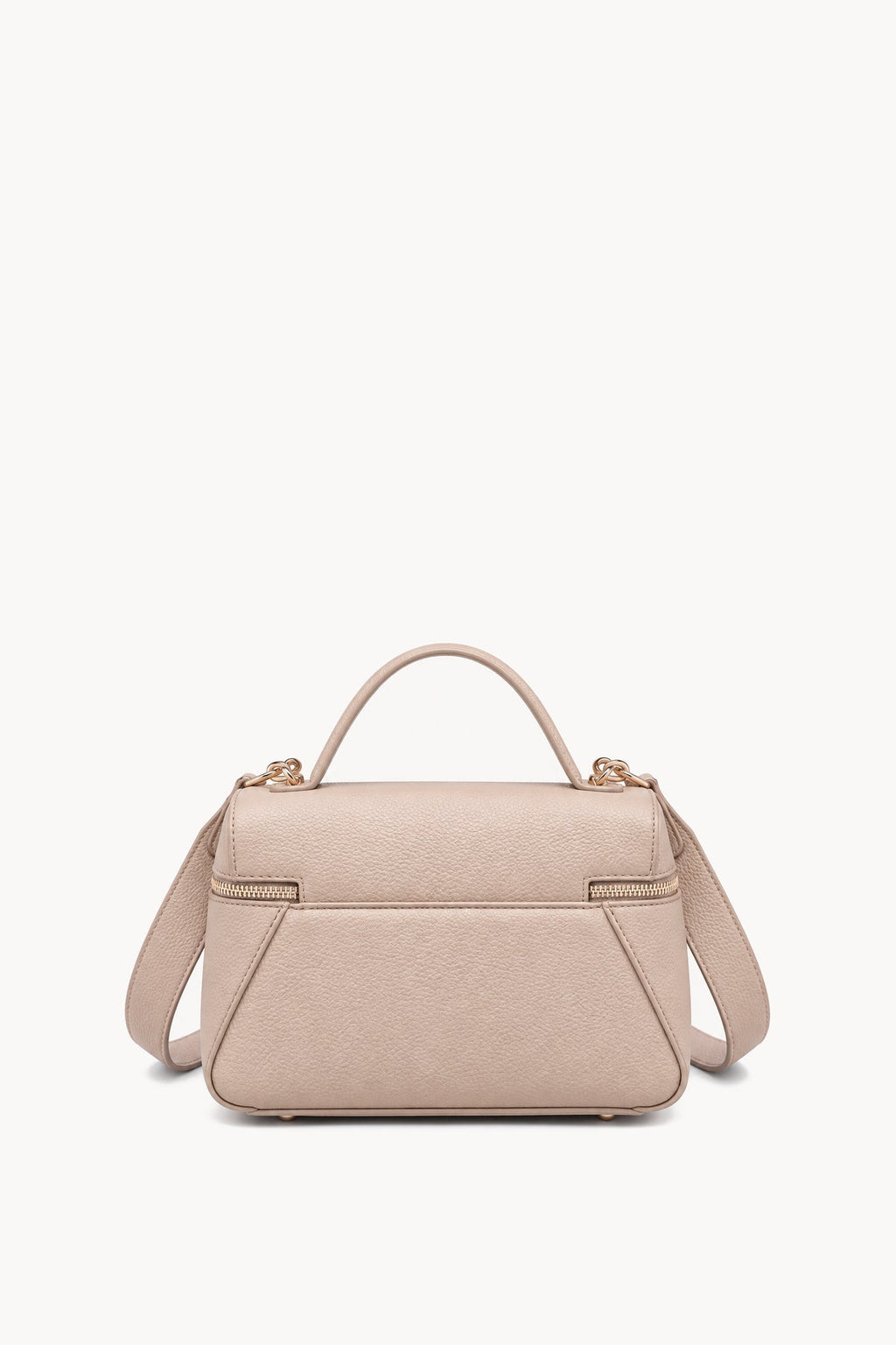 Borsa a mano effetto scamosciato con doppia zip Beige