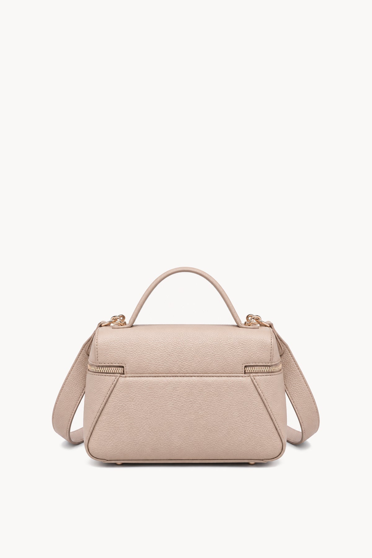 Borsa a mano effetto scamosciato con doppia zip Beige