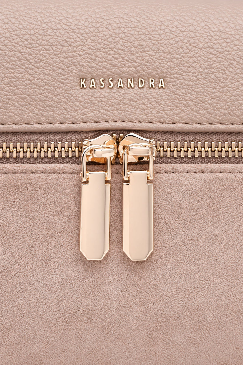 Borsa a mano effetto scamosciato con doppia zip Beige