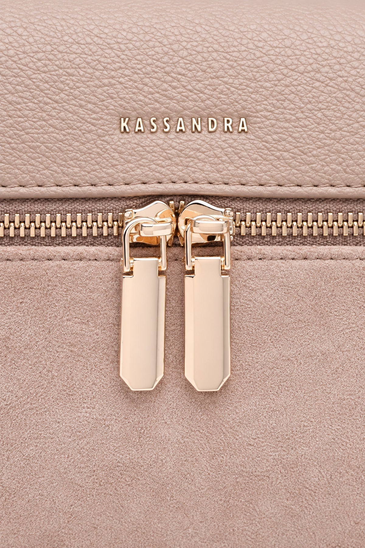 Borsa a mano effetto scamosciato con doppia zip Beige
