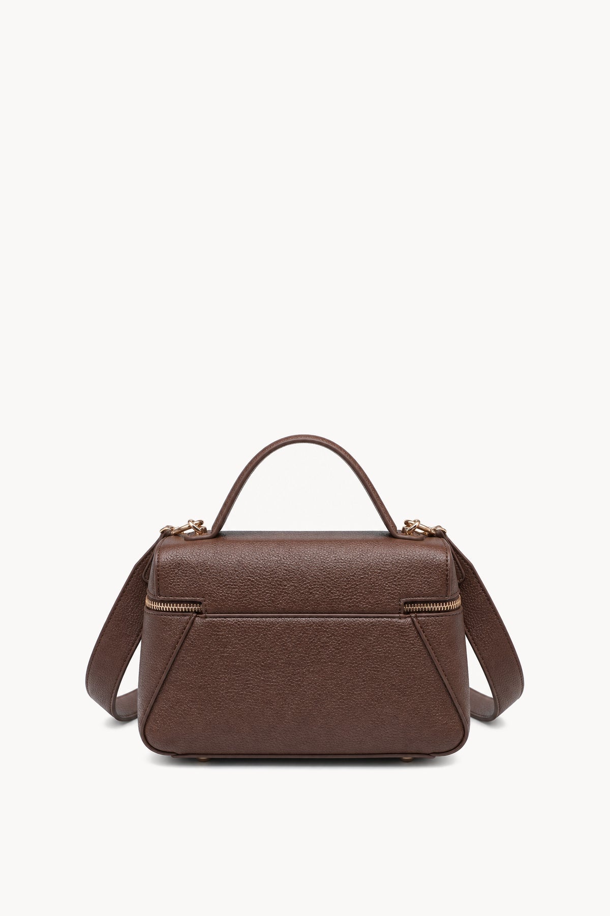 Borsa a mano effetto scamosciato con doppia zip Brown