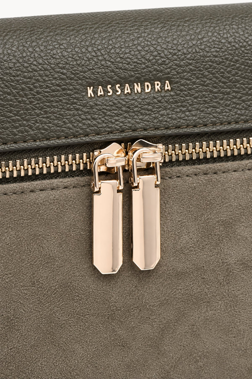 Borsa a mano effetto scamosciato con doppia zip Green