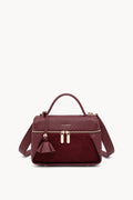 Borsa a mano effetto scamosciato con doppia zip Red