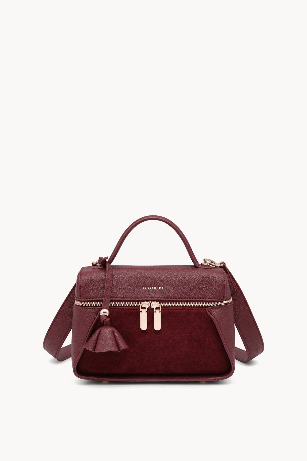 Borsa a mano effetto scamosciato con doppia zip Red