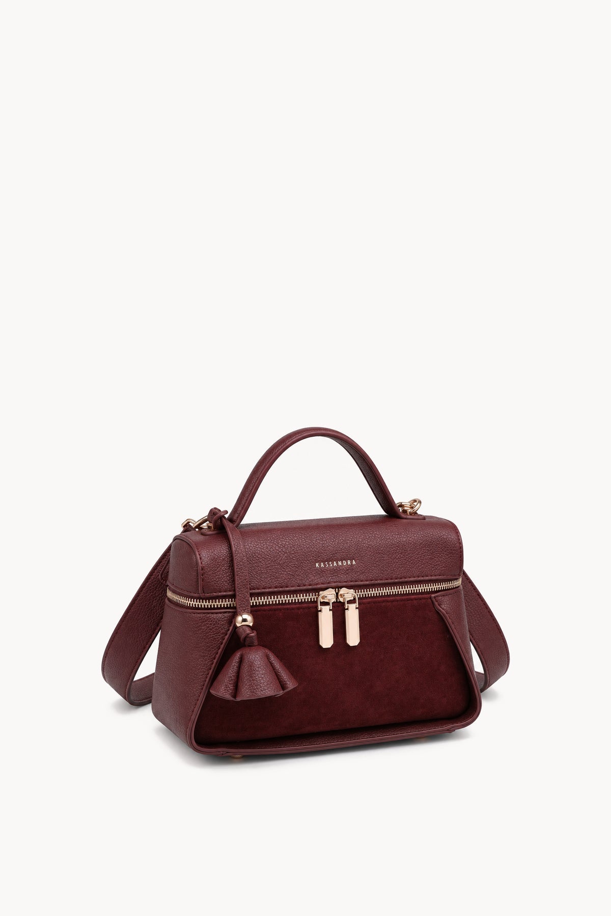 Borsa a mano effetto scamosciato con doppia zip Red