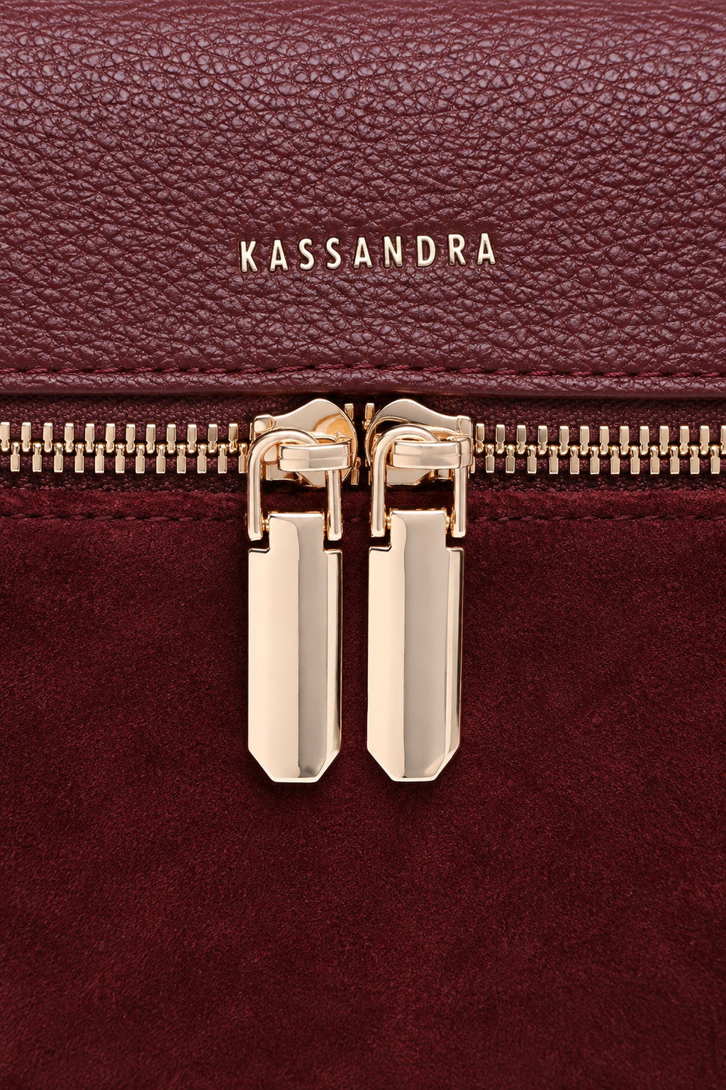 Borsa a mano effetto scamosciato con doppia zip Red