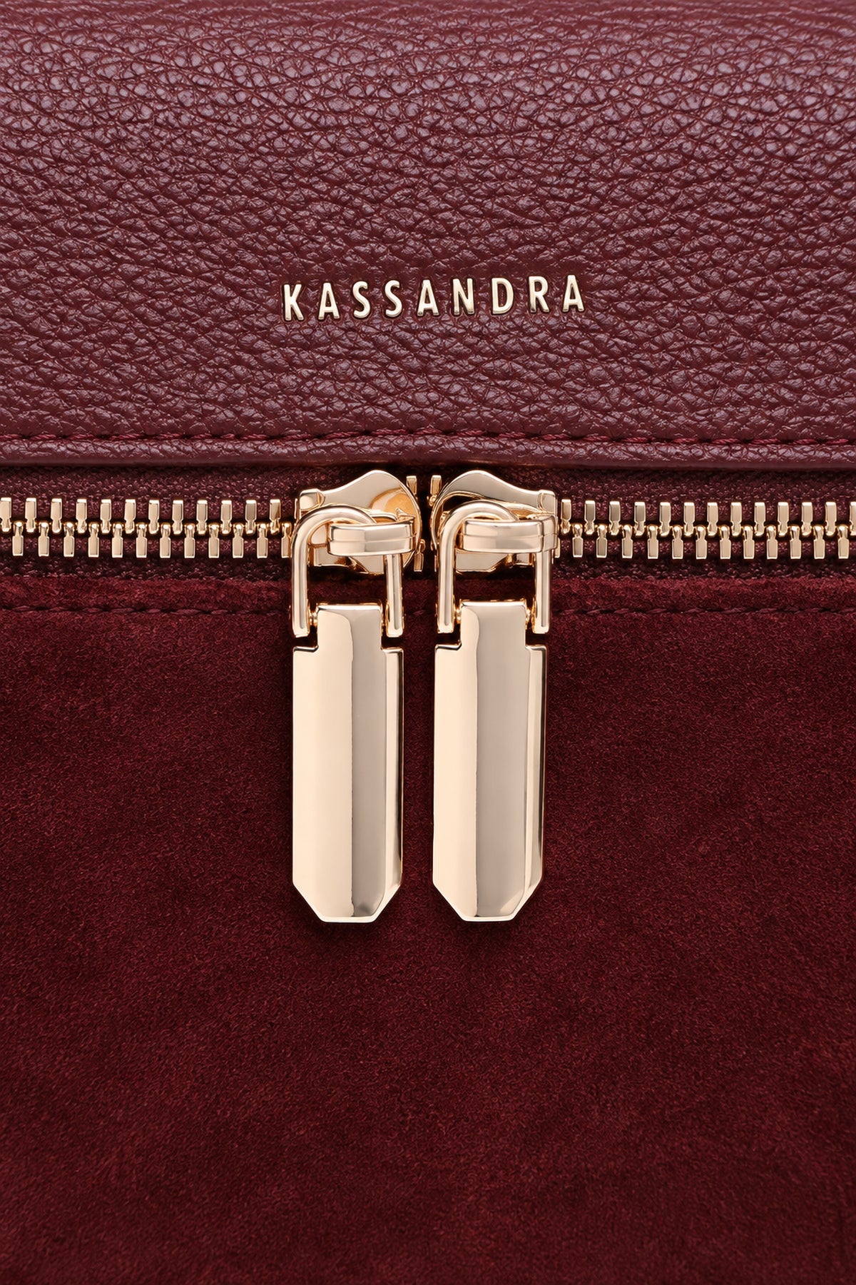 Borsa a mano effetto scamosciato con doppia zip Red