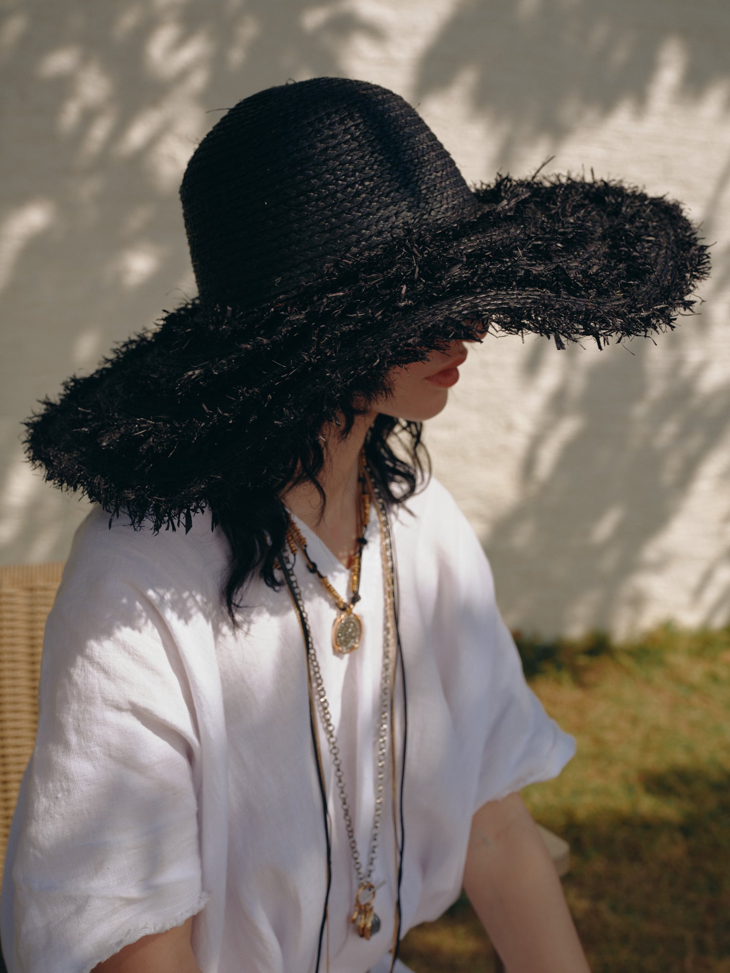 KASSANDRA Classic Fringed Wide-Brim Straw Hat